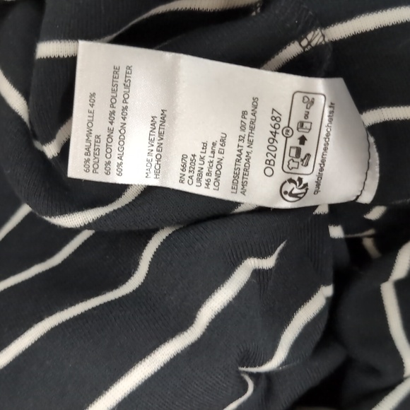 BDG Mock Neck Long Sleeve striped navy  Mini Dress. Size L - Picture 6 of 7